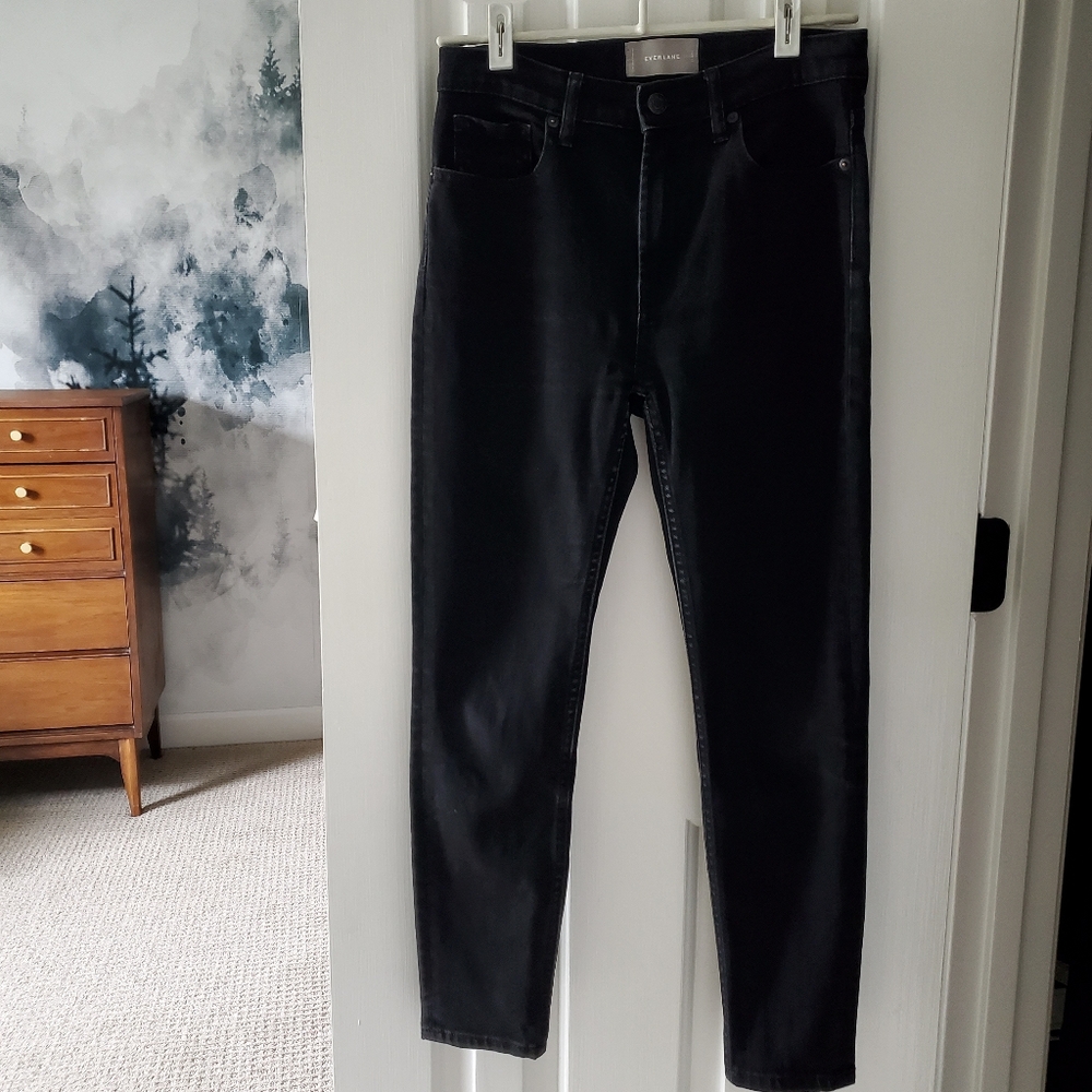 ✅ Everlane High Rise Straight-Leg Jean, Black (27 Ankle)